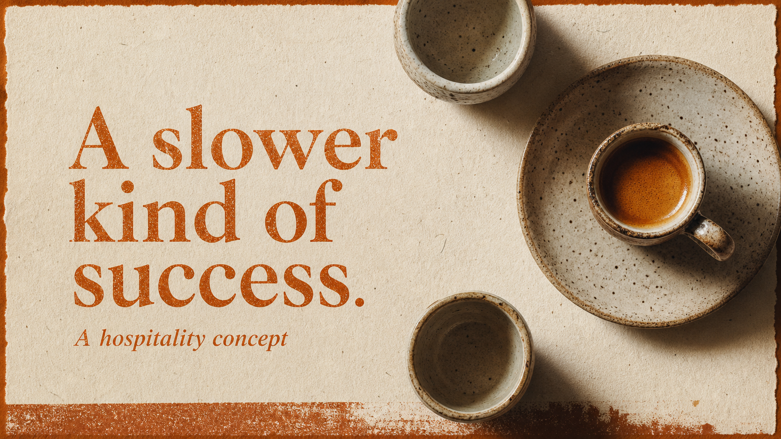 A slower kind of success. A hospitality concept
